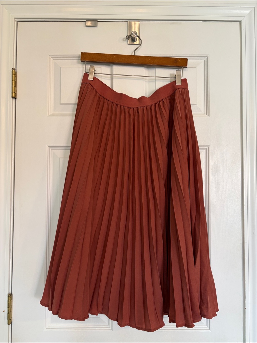Pleated Midi Skirt in Terracotta